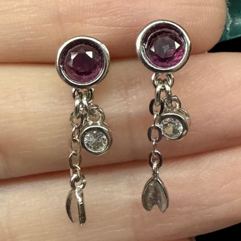 Earrings Ruby Gemstone Feather Dangle Trendy Jewe… - image 1